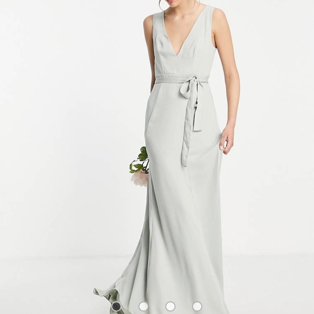 Maya Bridesmaid open back maxi dress with bow in sage green